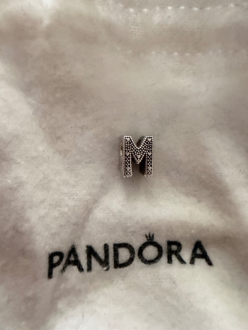M letter original Pandora charm